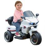 Kids Electric Motorcycle With Lights & Music White - TG - Image 4