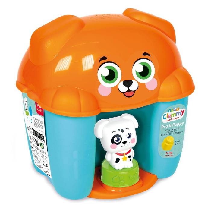 Clemetoni Dog & Puppy Bucket With 6 Blocks Clemetoni Dog & Puppy Bucket With 6 Blocks