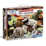 Clementoni Archeofun T-Rex & Triceratops Glow-In-The-Dark Dig Kit