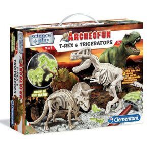 Clementoni Archeofun T-Rex & Triceratops Glow-In-The-Dark Dig Kit