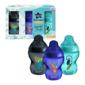 Tommee Tippee Nature Baby Feeding Bottle- Midnight Jungle 260 ml (Pack Of 3) (1)
