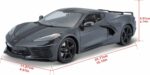 Maisto 2020 Chevrolet Corvette Stingray Coupe Z51 Grey-1:18 Model Car - Image 2
