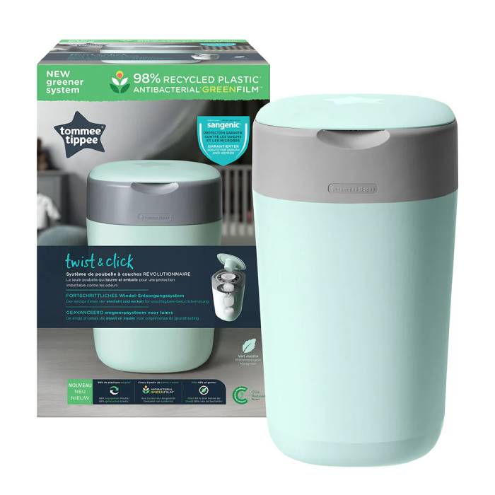 Tommee Tippee Twist&Click Nappy Bin - Green Tommee Tippee Twist&Click Nappy Bin - Green