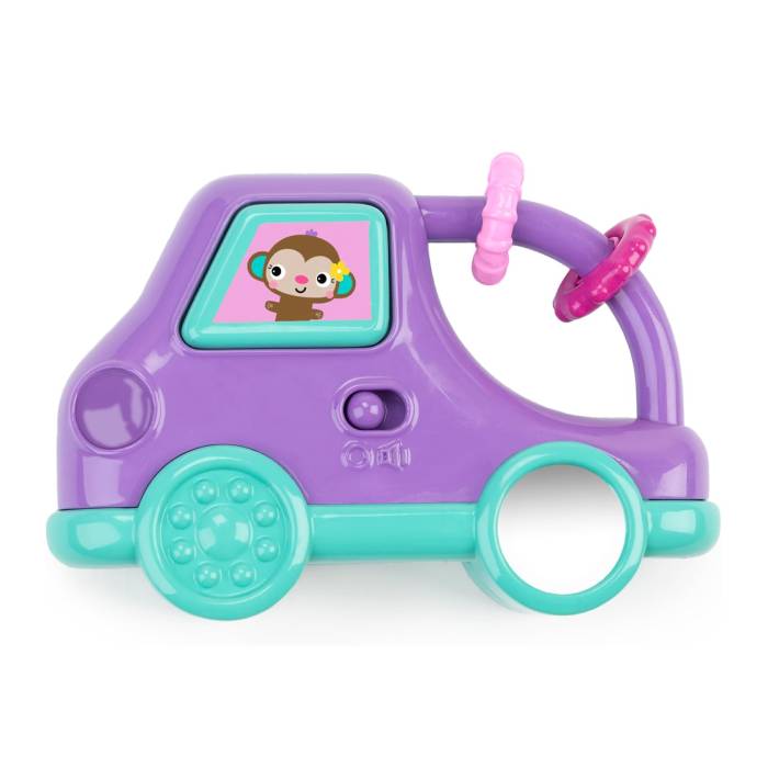 Bright Starts Safari Driver Take Along Toy with Music and Lights-Purple Bright Starts Safari Driver Take Along Toy with Music and Lights-Purple