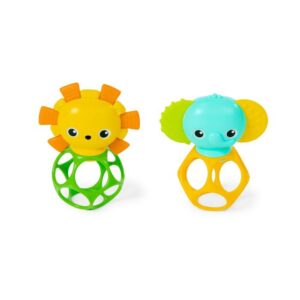 Bright Starts Soother Pals Easy-Grasp Teether Toys, 2-Pack Lion and Elephant